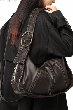 Fine Chocolate Solid Durable Zippered Faux Leather Shoulder Bags