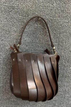 Fine Coffee Patchwork Calf Leather Tote Handbag