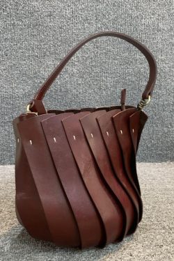 Fine Coffee Patchwork Calf Leather Tote Handbag