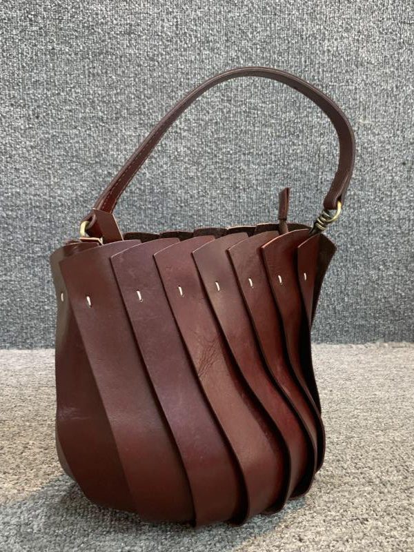 Fine Coffee Patchwork Calf Leather Tote Handbag