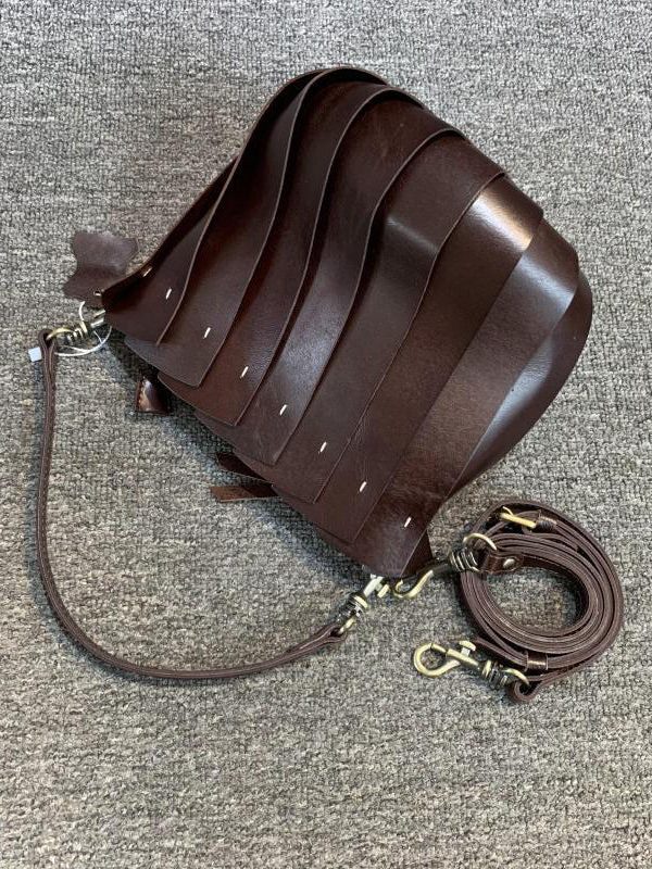 Fine Coffee Patchwork Calf Leather Tote Handbag