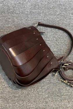 Fine Coffee Patchwork Calf Leather Tote Handbag