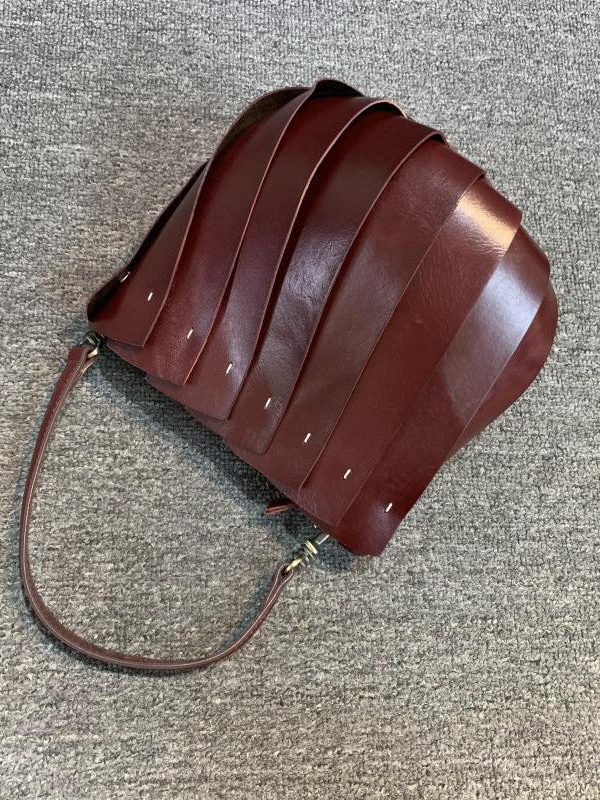 Fine Coffee Patchwork Calf Leather Tote Handbag