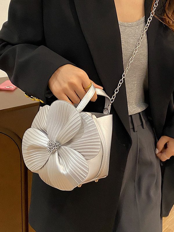 Fine Green Floral Patchwork Faux Leather Tote Handbag