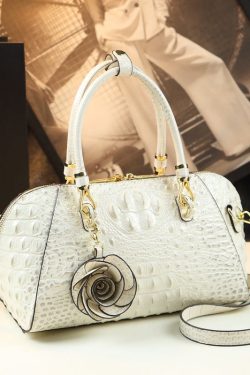 Fine Green Flower Alligator Pattern Faux Leather Tote Handbag