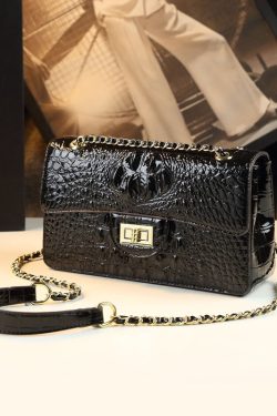 Fine Purple Alligator Pattern Durable Faux Leather Satchel Handbag