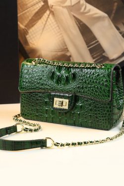 Fine Purple Alligator Pattern Durable Faux Leather Satchel Handbag