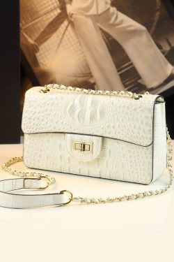 Fine Purple Alligator Pattern Durable Faux Leather Satchel Handbag