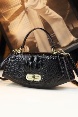 Fine Purple Embossed Durable Calf Leather Tote Handbag