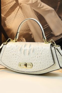 Fine Purple Embossed Durable Calf Leather Tote Handbag