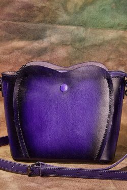 Fine Purple Rub color Paitings Calf Leather Messenger Bag