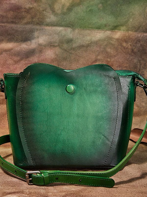 Fine Purple Rub color Paitings Calf Leather Messenger Bag