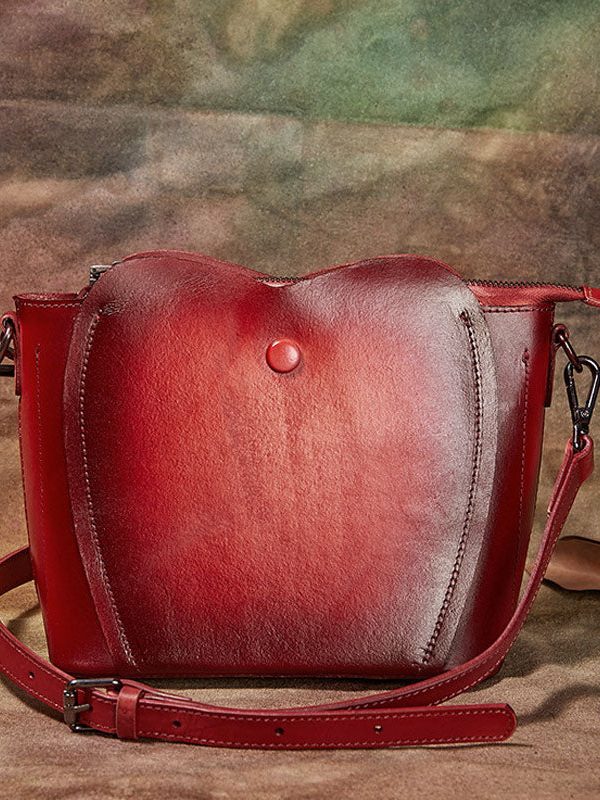 Fine Purple Rub color Paitings Calf Leather Messenger Bag