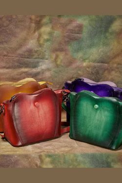 Fine Purple Rub color Paitings Calf Leather Messenger Bag
