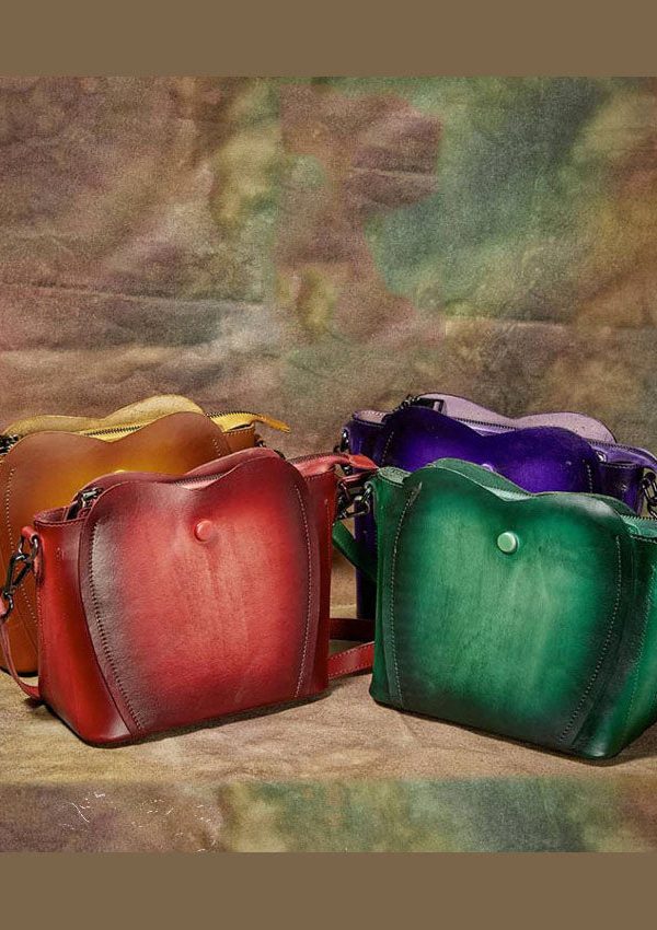 Fine Purple Rub color Paitings Calf Leather Messenger Bag