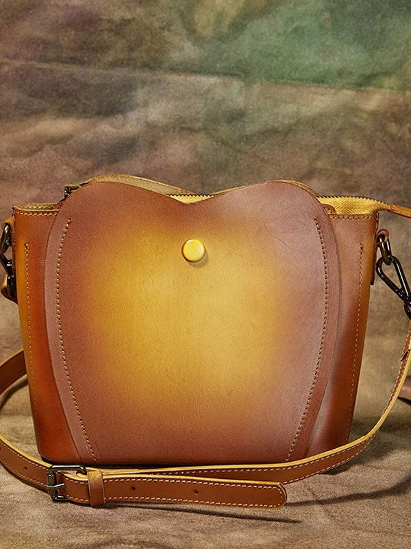 Fine Purple Rub color Paitings Calf Leather Messenger Bag