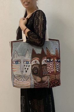 Fine Three kittens Canvas Tote Handbag