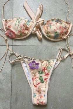 Floral Embroidered Bikini Set