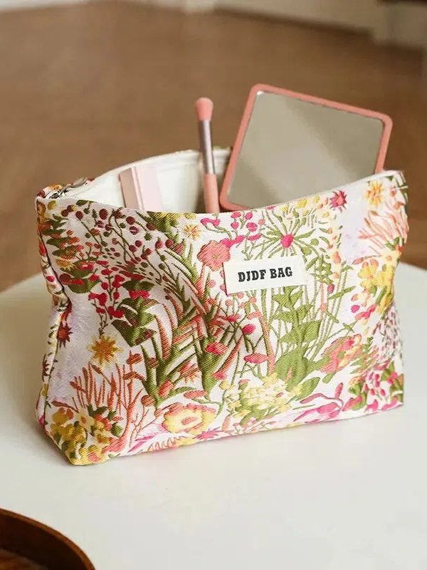 Floral Embroidered Makeup Bag