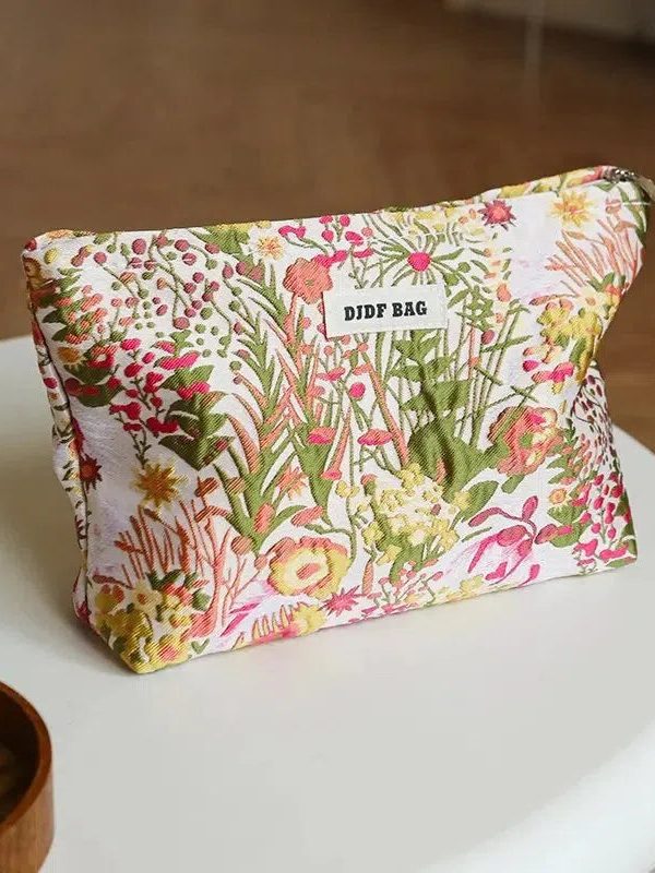 Floral Embroidered Makeup Bag