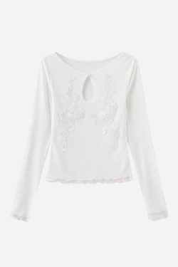 Floral Embroidered Mesh Top