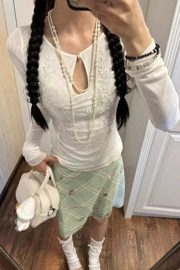 Floral Embroidered Mesh Top