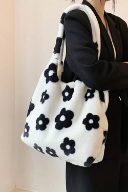 Floral Faux Fur Hobo Bag