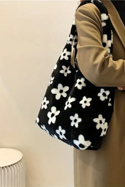 Floral Faux Fur Hobo Bag