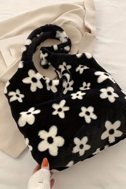 Floral Faux Fur Hobo Bag