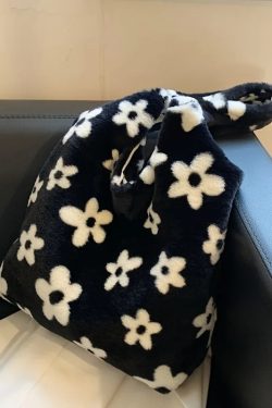 Floral Faux Fur Hobo Bag
