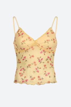 Floral Open Back Mesh Top