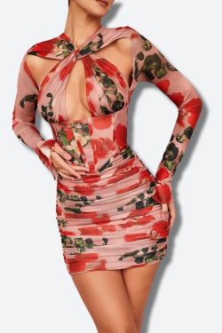 Floral Ruched Corset Mini Dress
