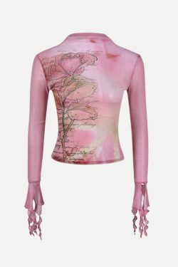 Floral Ruffled Cuffs Top