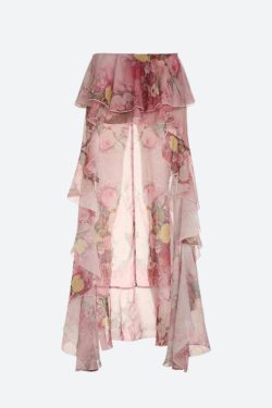 Floral Ruffled Mesh Mullet Skirt