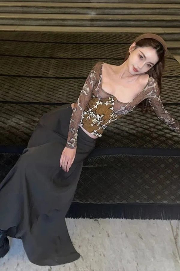 Floral Square Neck Corset Top