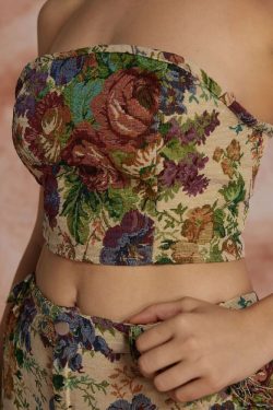 Floral Tapestry Bustier & Pants Two Piece Set