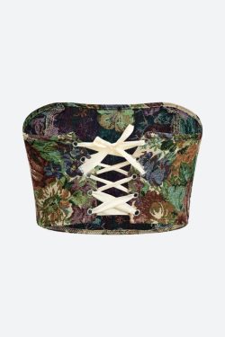 Floral Tapestry Bustier & Pants Two Piece Set