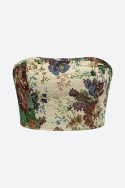 Floral Tapestry Bustier & Pants Two Piece Set