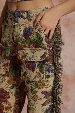 Floral Tapestry Bustier & Pants Two Piece Set