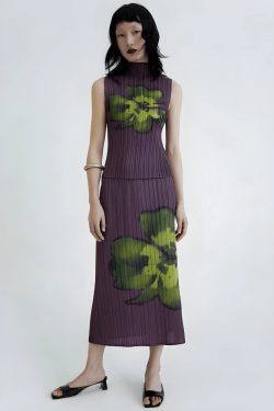 Floral Top & Midi Skirt Two Piece Set