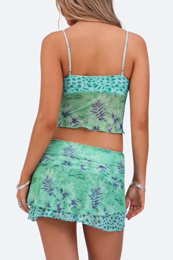 Floral Top & Mini Skirt Two Piece Set