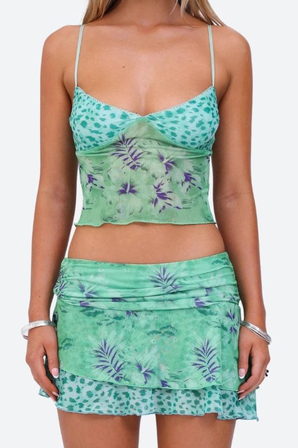 Floral Top & Mini Skirt Two Piece Set