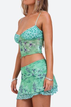 Floral Top & Mini Skirt Two Piece Set