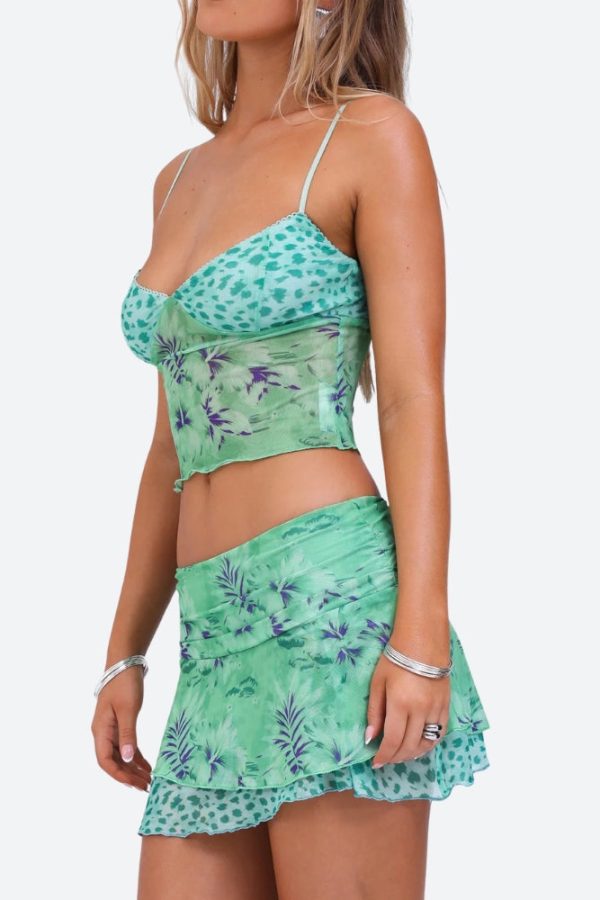 Floral Top & Mini Skirt Two Piece Set