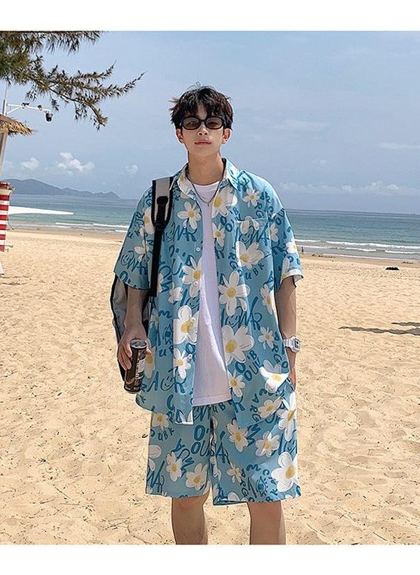 Flower Shirt & Shorts Two Piece Set