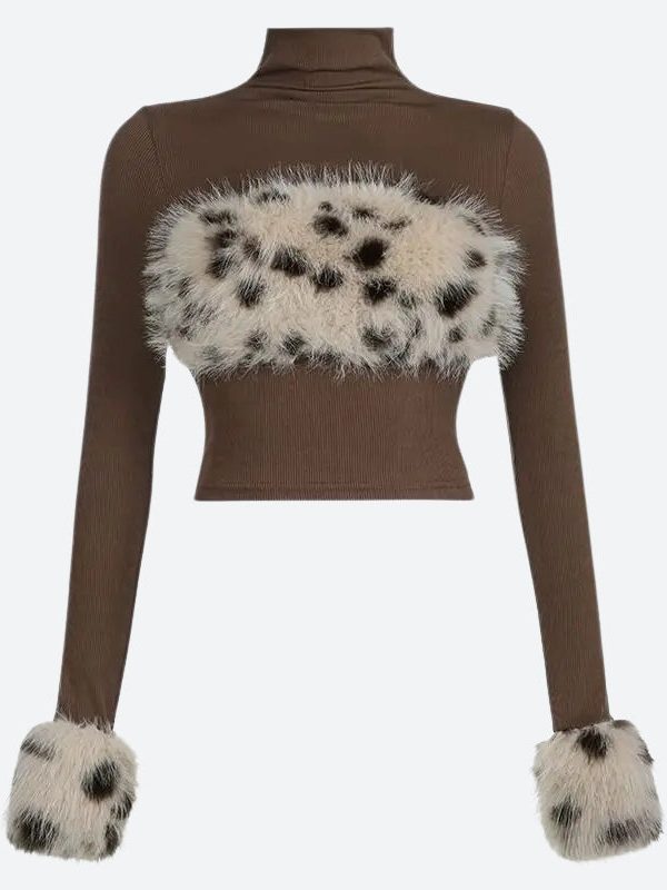 Fluffy Leopard Top