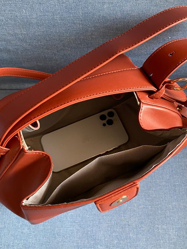 French Black Ellipse Solid Durable Faux Leather Tote Handbag