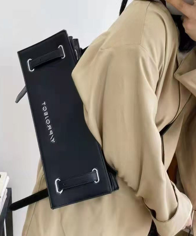 French Black Solid Durable Calf Leather Versatile Satchel Handbag French Black Solid Durable Calf Leather Versatile Satchel Handbag