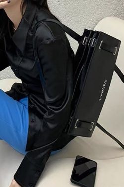 French Black Solid Durable Calf Leather Versatile Satchel Handbag