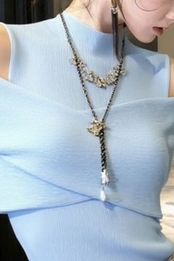 French Blue Cold Shoulder Patchwork Knitted Sweater Tops Spring